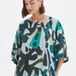 Wide Sleeve Print Top