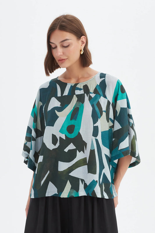Wide Sleeve Print Top