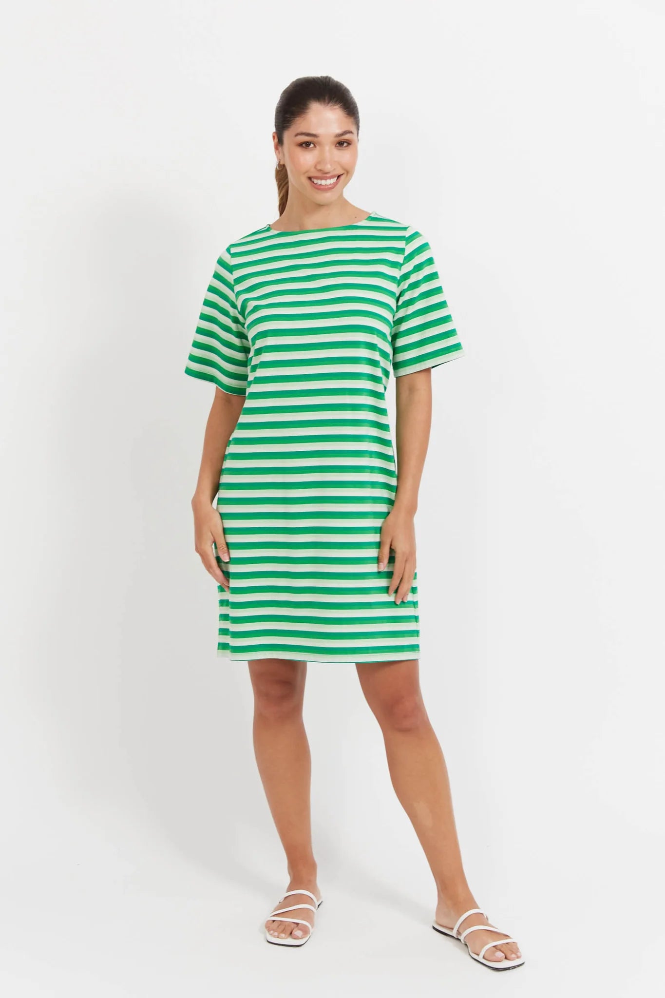 Limon Stripe Tee Dress - Green