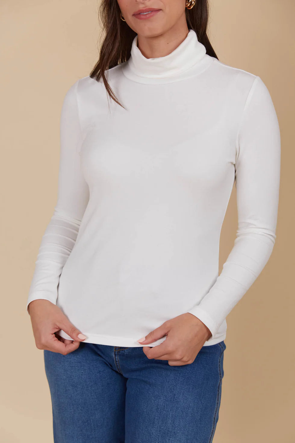 Naria Roll Neck Top - Ivory