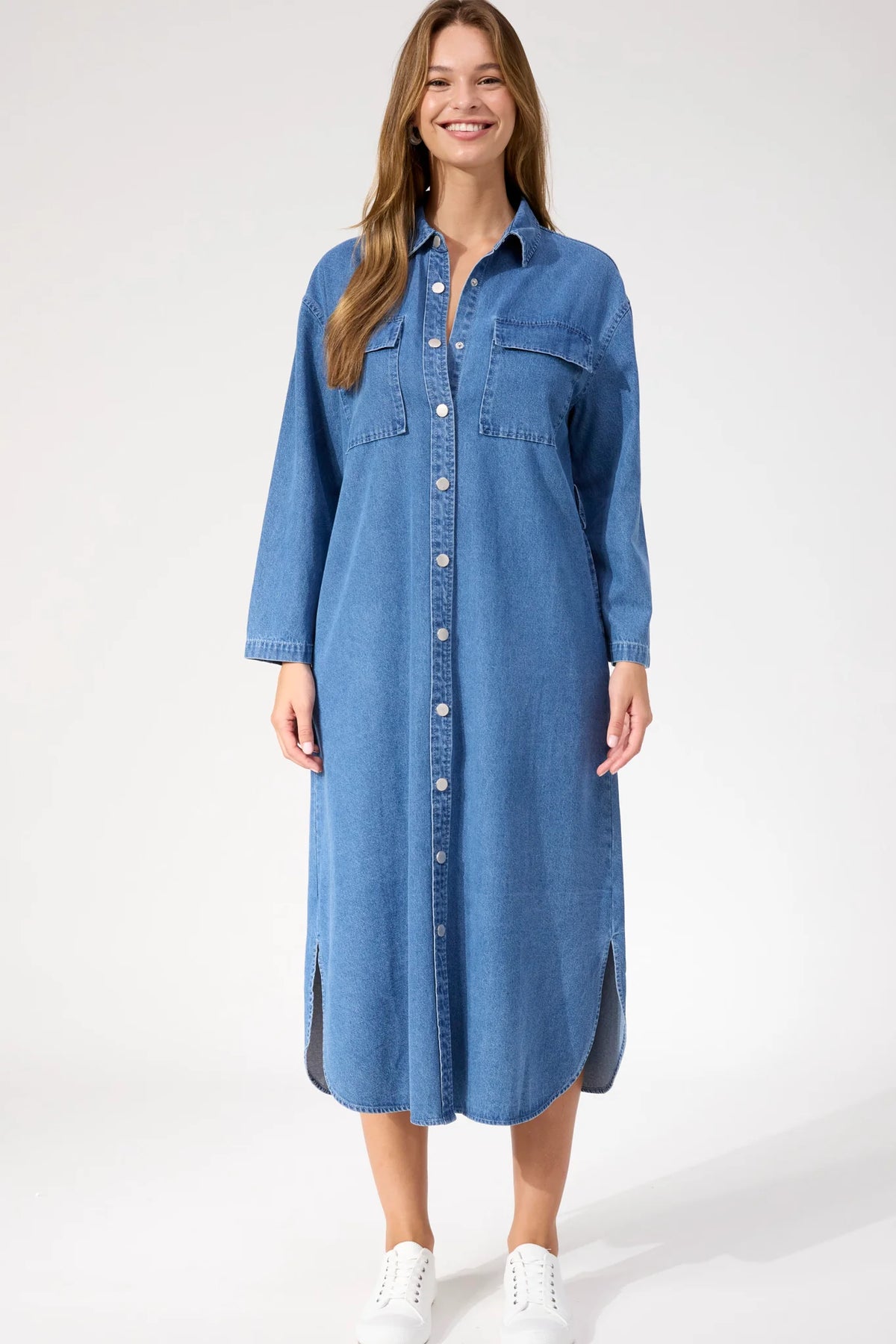 Denver Denim Shirt Dress - Blue