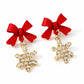 Snowflake Christmas Earring in Red & Gold
