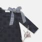 Girls Mary Dress - Navy & Black Spot