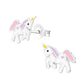 Silver Unicorn Stud Earrings - Epoxy