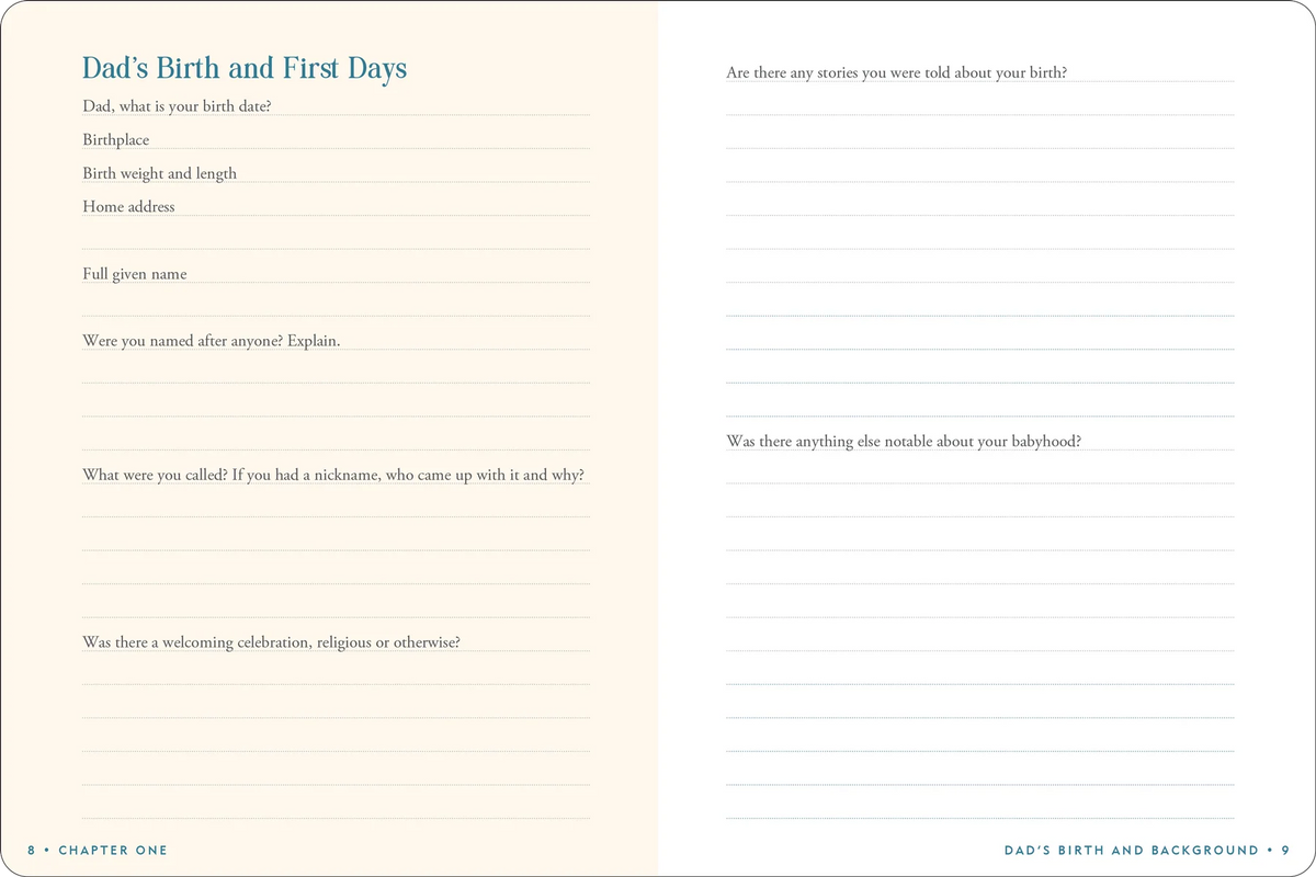 Dad's Story Keepsake Memory Journal