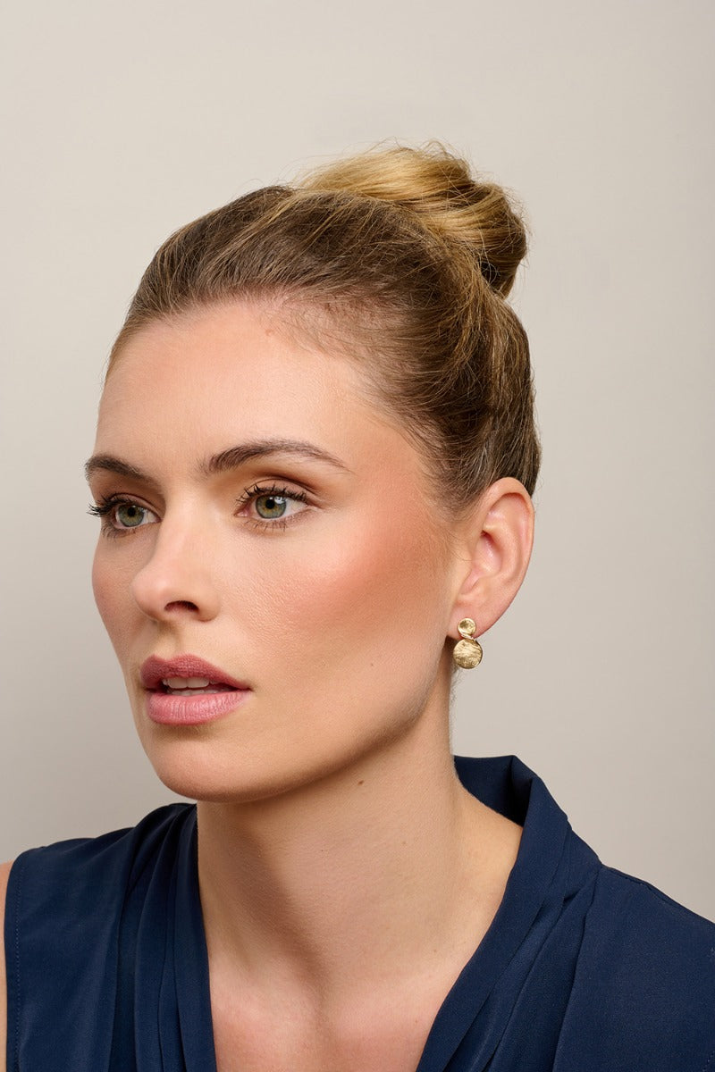 Gold Twisted Double Dot Earring