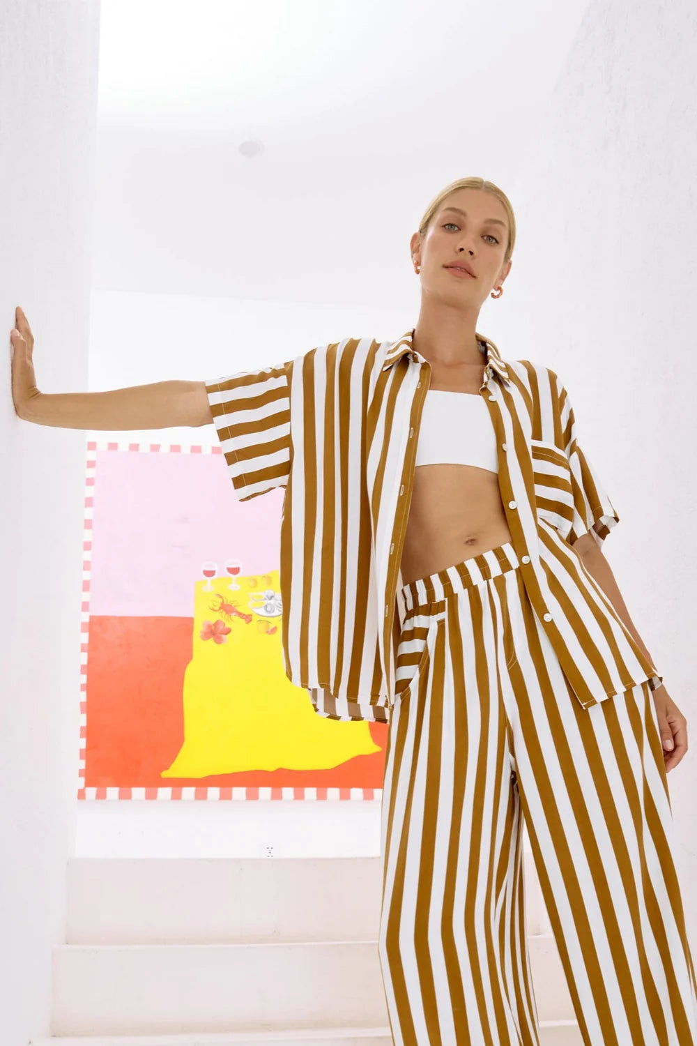 Treville  Stripe Shirt - Caramel