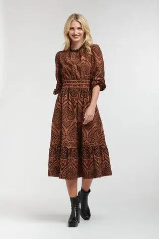 Evermore Dress - Cognac / Black