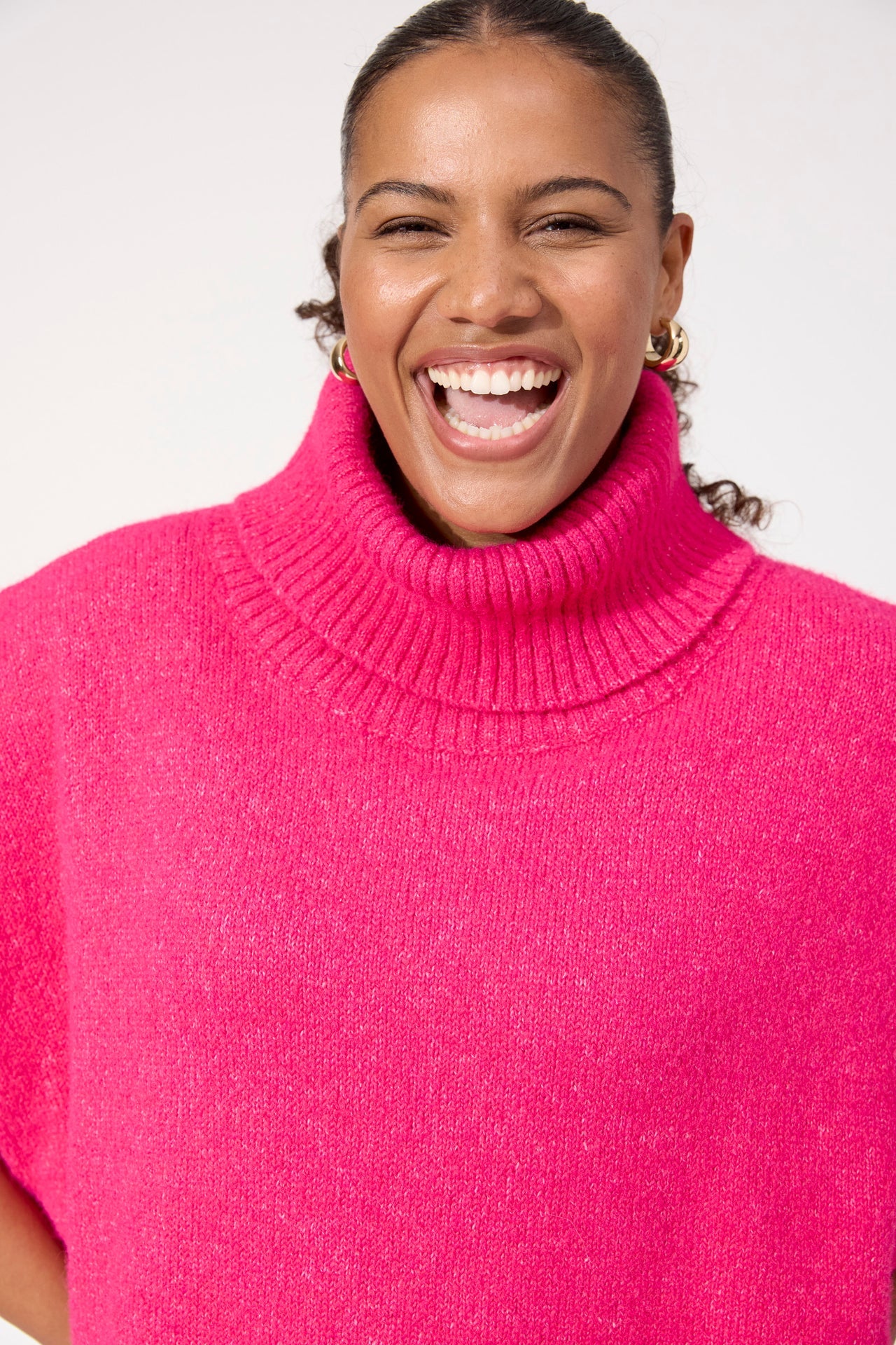 Valenza Knit Poncho - Hot Pink (One Size)