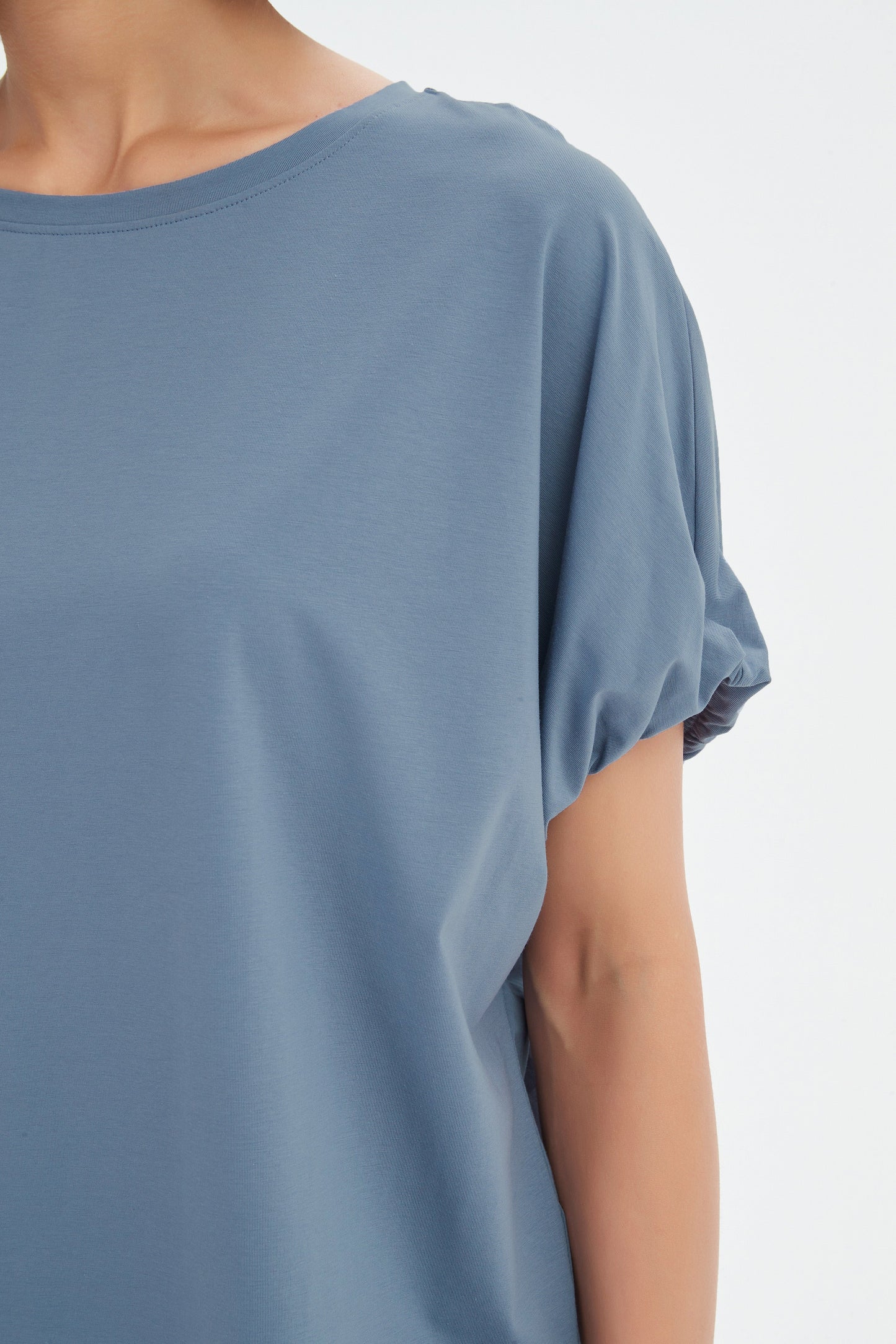 Bubble Sleeve Tee - Steel Blue