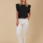 Athena Frill Knit Top - Onyx