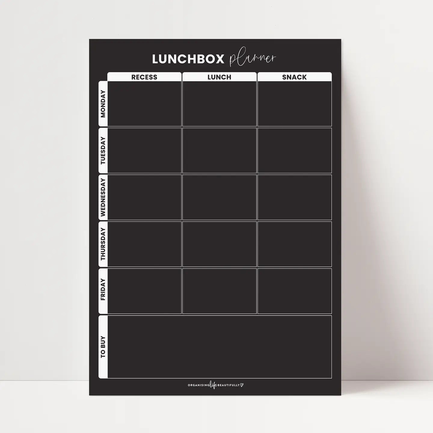 Lunchbox Planner Magnet  - Black