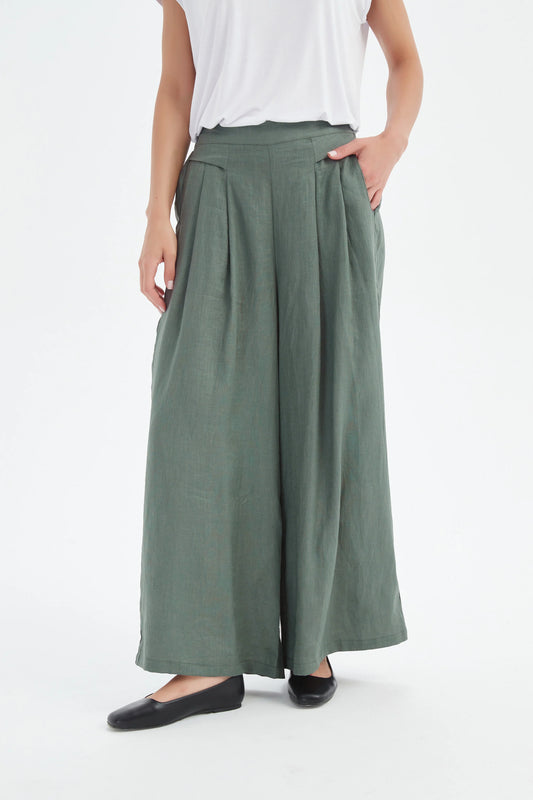 Pleat Front Palazzo Pant Petrol