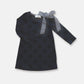 Girls Mary Dress - Navy & Black Spot