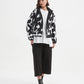 REVERSIBLE PRINT PUFFER JACKET (BLACK & CREAM)