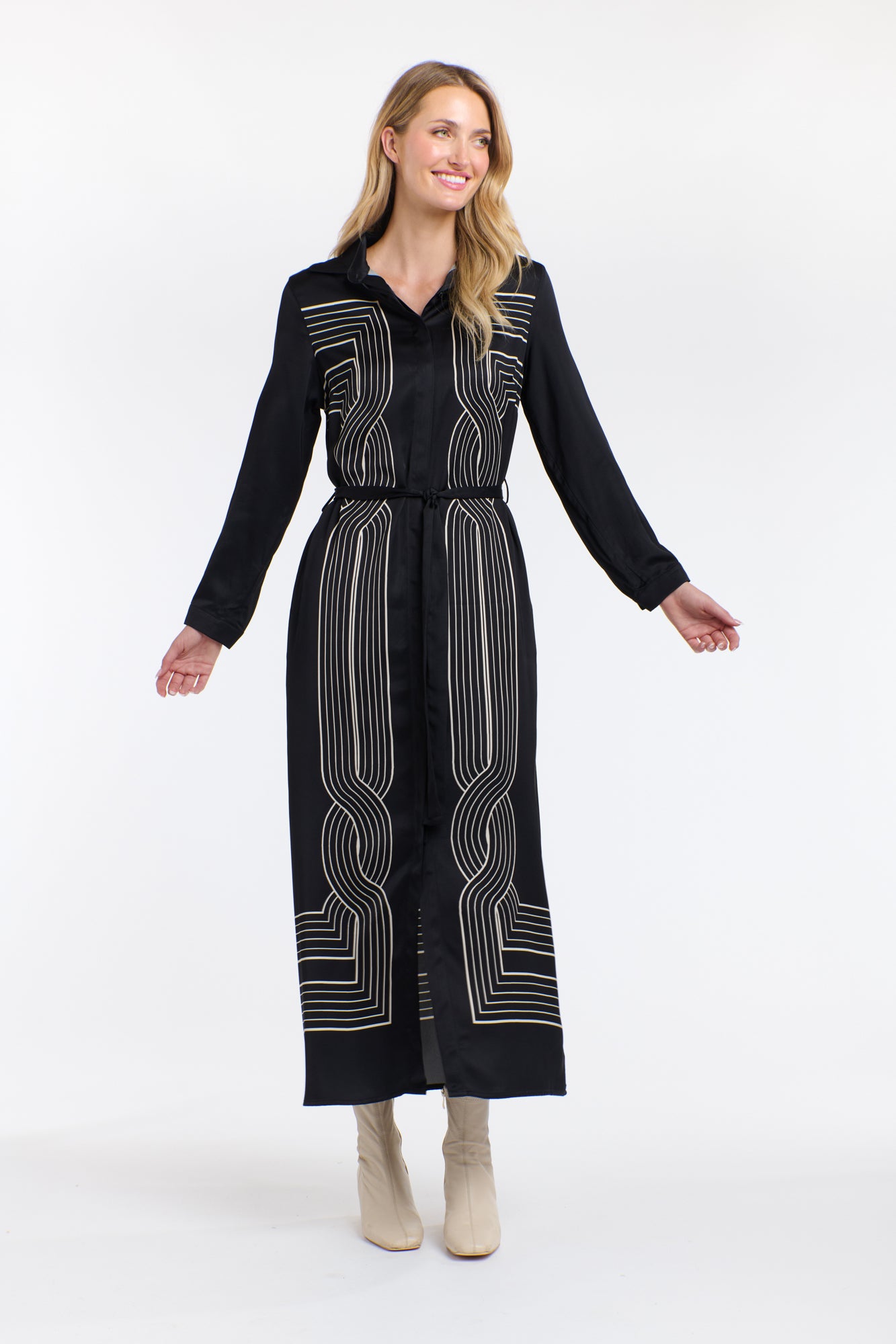 Lorena Print Dress - Black
