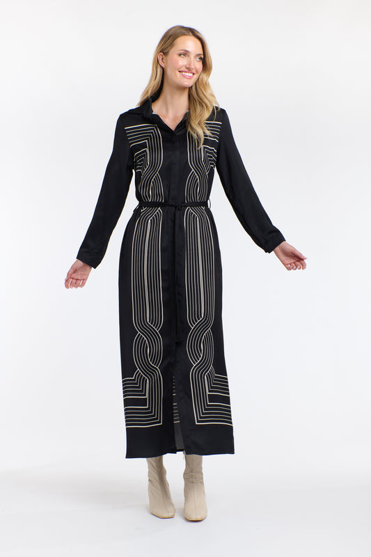Lorena Print Dress - Black