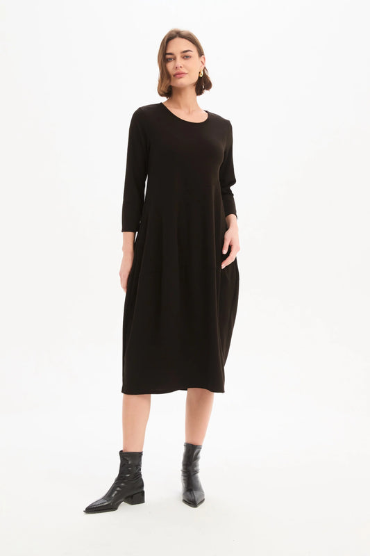 DIAGONAL SEAM KNIT DRESS - Chocolate