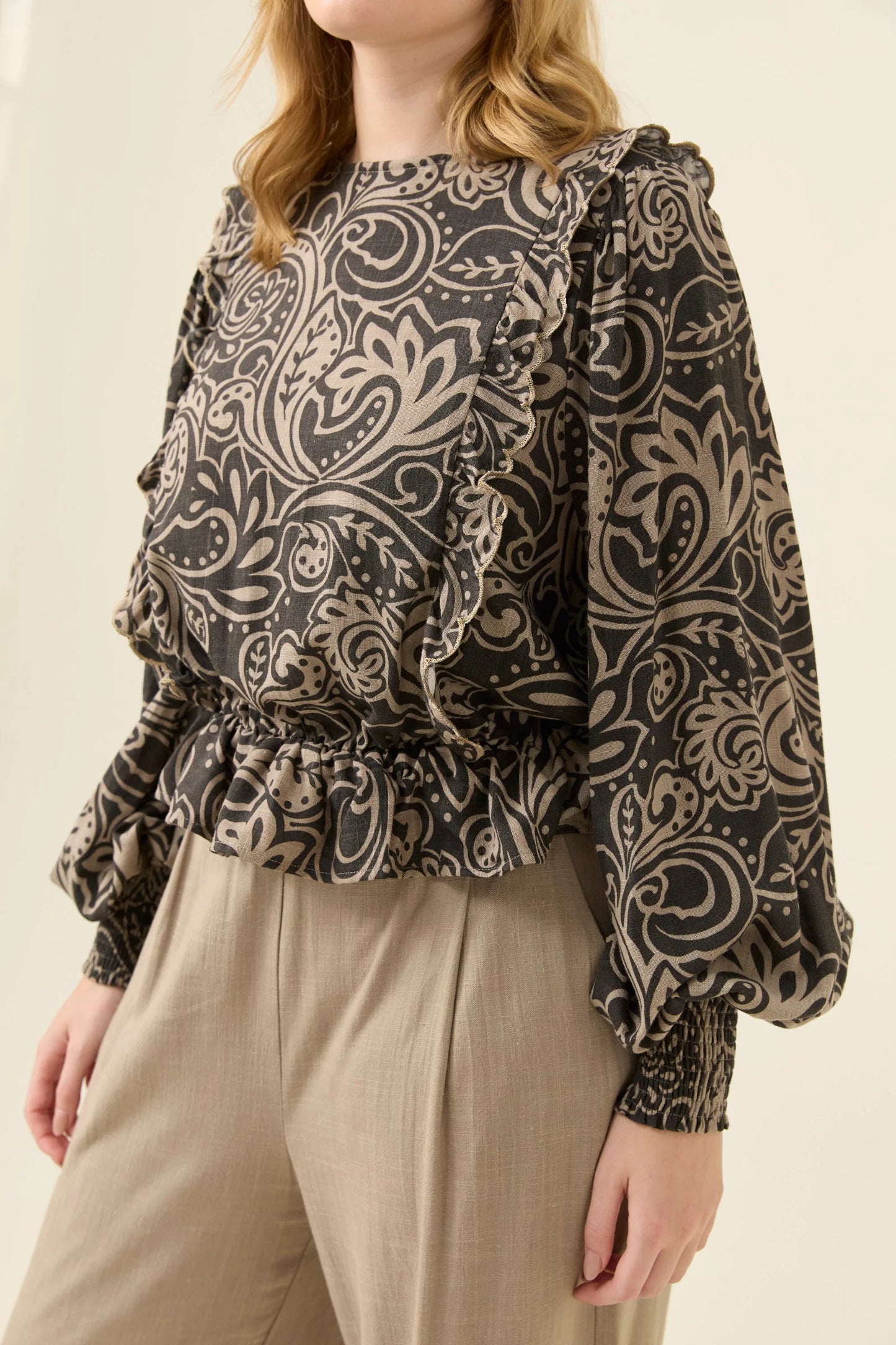 Grace Frill Top Paisley