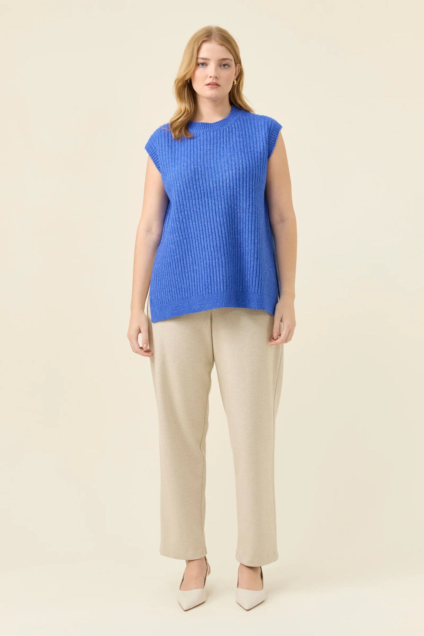 Miru Crew Knit Vest Cobalt
