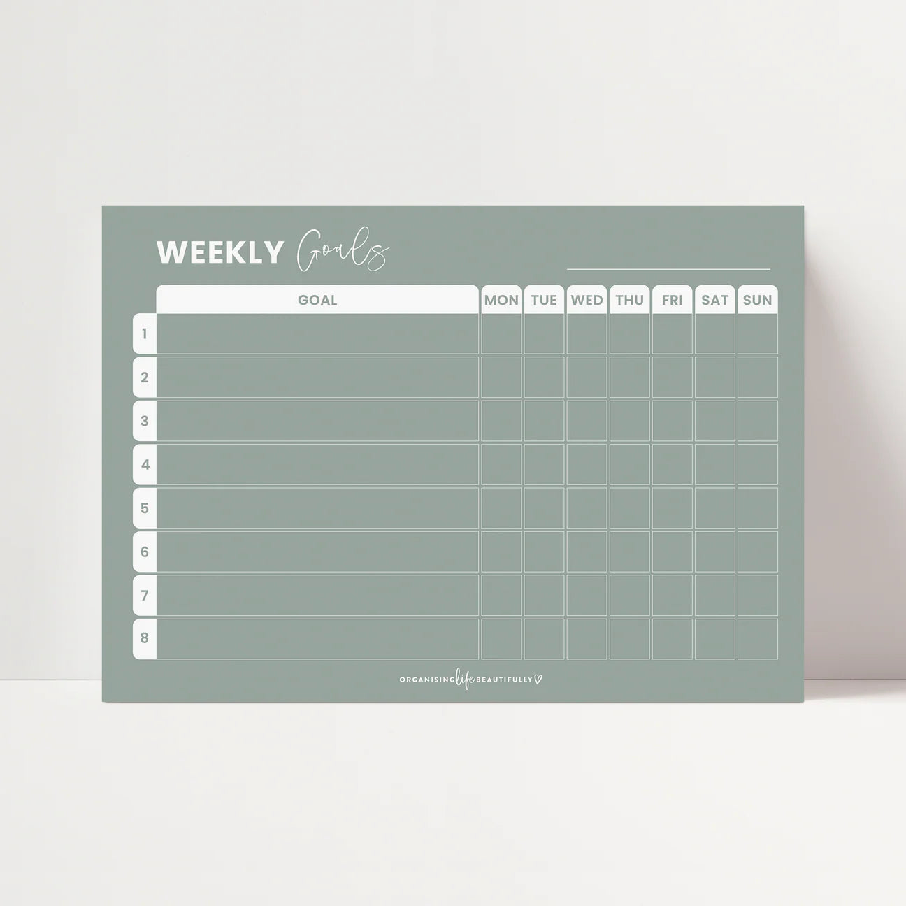Weekly Goal Magnet Chart A4 - Sage