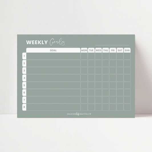 Weekly Goal Magnet Chart A4 - Sage