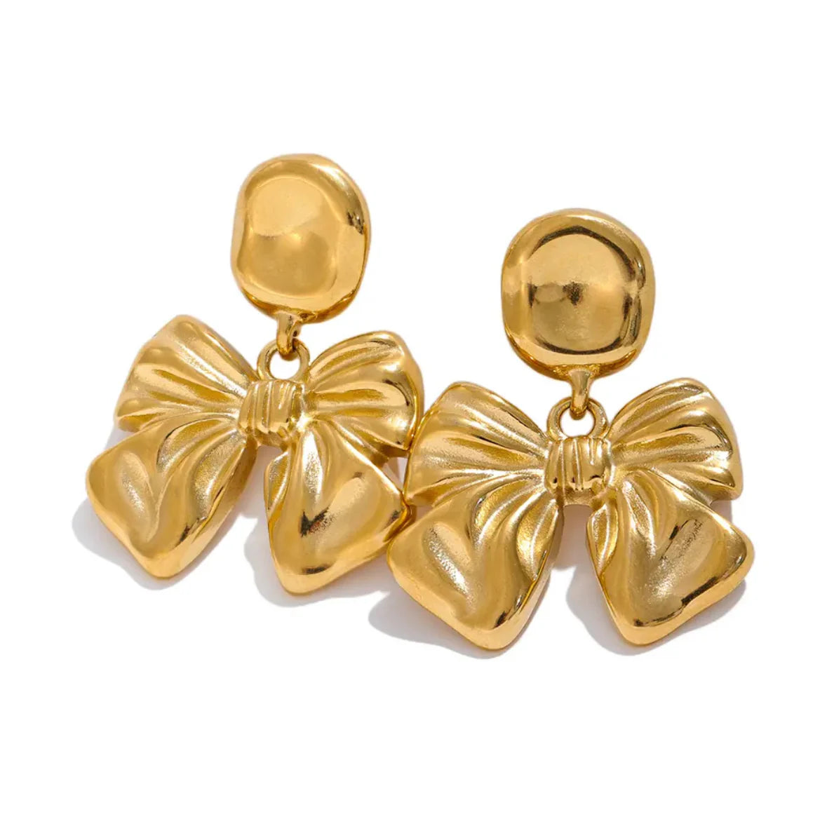 Jessica Classic Bow Dangle Stud Earrings - Gold
