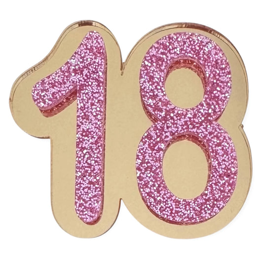 18 Birthday Brooch (Gold / Pink)