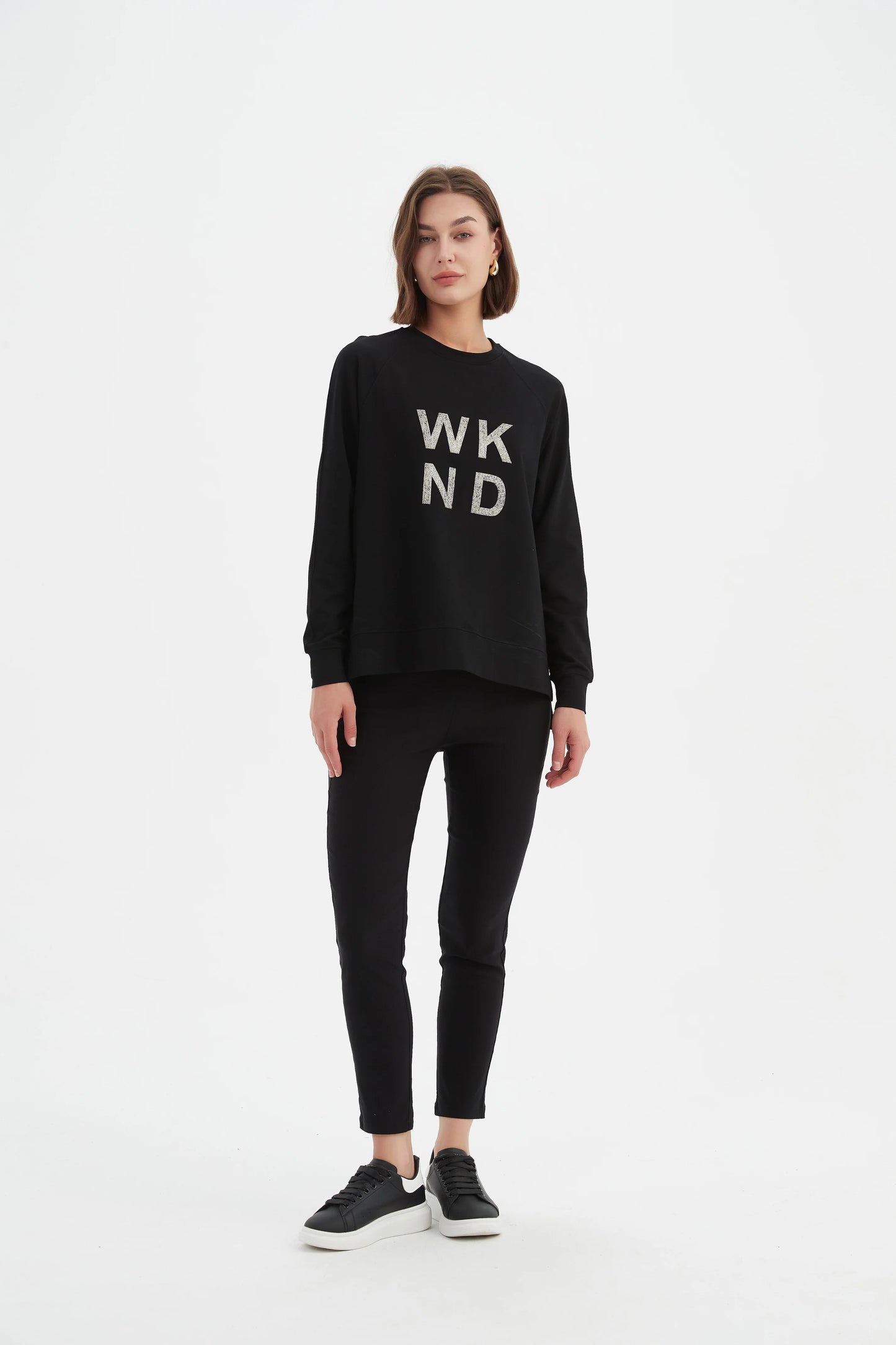 EMBOSSED METALLIC WKND SWEAT  (BLACK & SILVER)