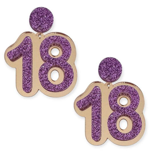 18 Birthday Earrings  (Gold / Purple)