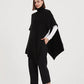 BUTTON DETAIL ASYMMETRIC PONCHO BLACK (One Size)