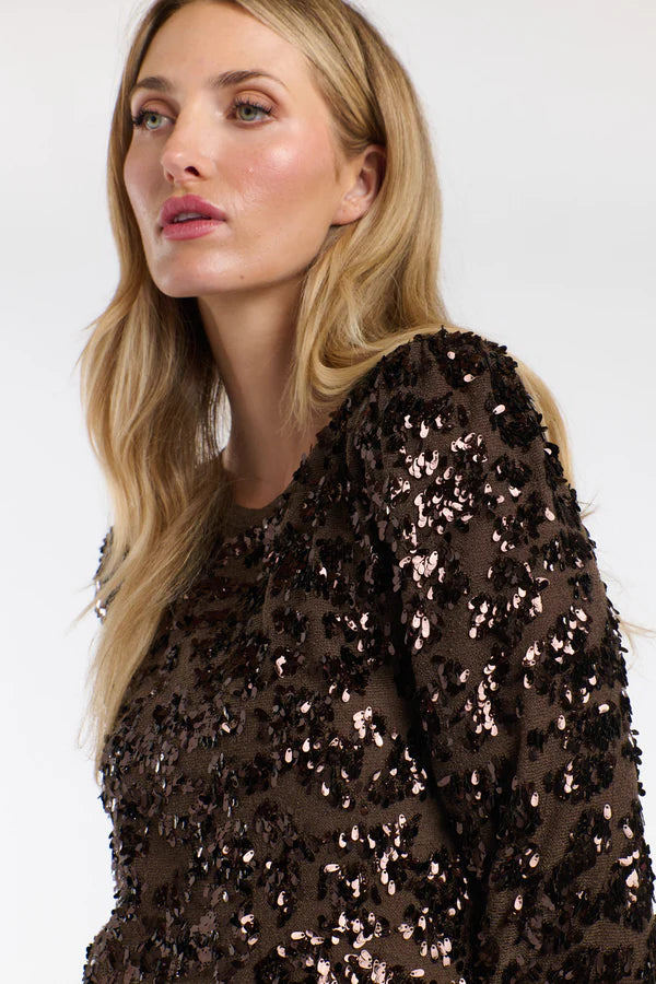 SYDNEY SEQUINS TOP CHOCOLATE