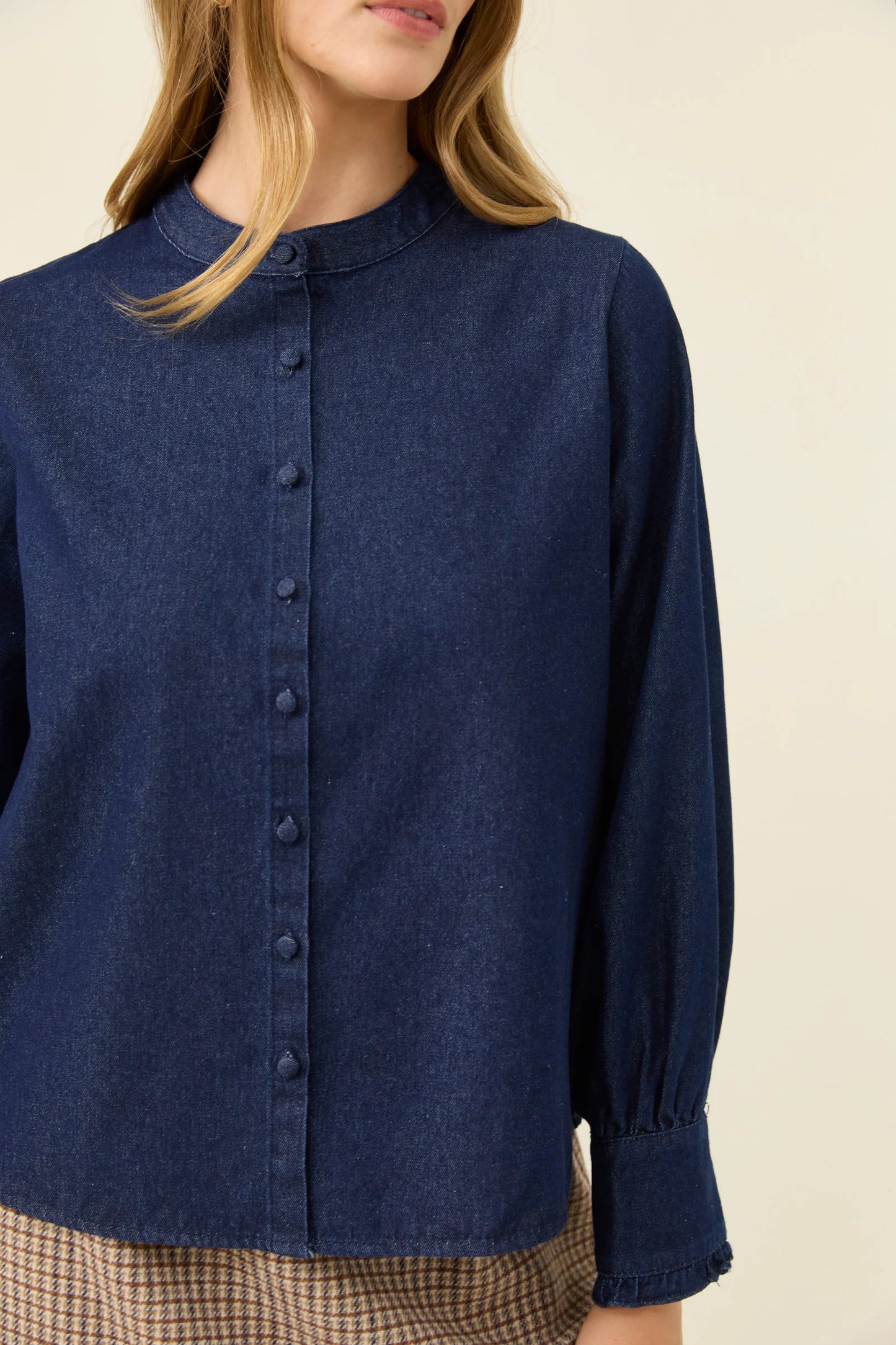 Sloane Denim Frill Shirt Indigo