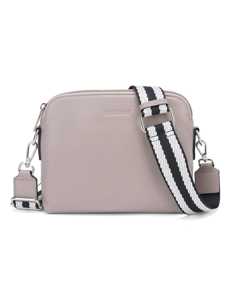 Ashley Leather Bag Webbing Strap Mocha