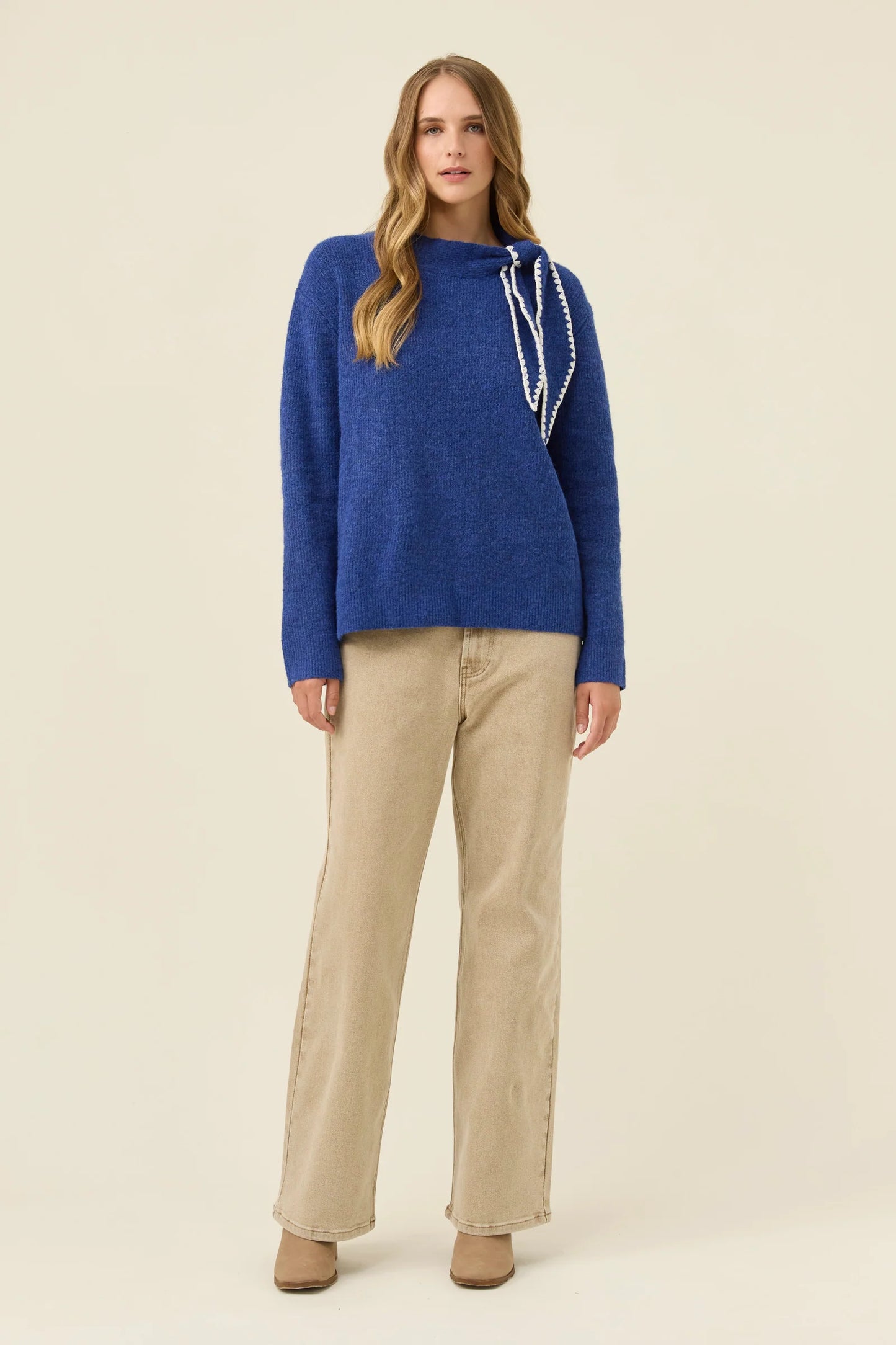 Athena Scarf Jumper Cobalt