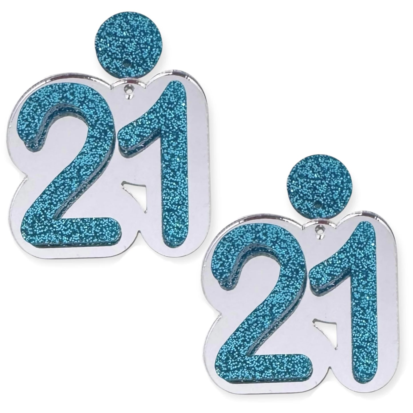 21 Birthday Earrings (Silver / Aqua)