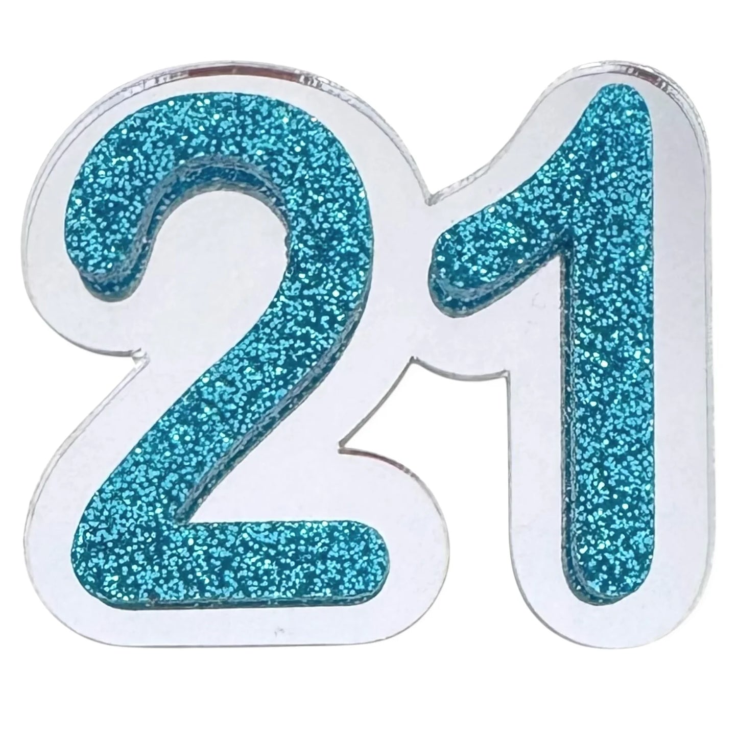 21 Birthday Brooch  (Silver / Aqua)