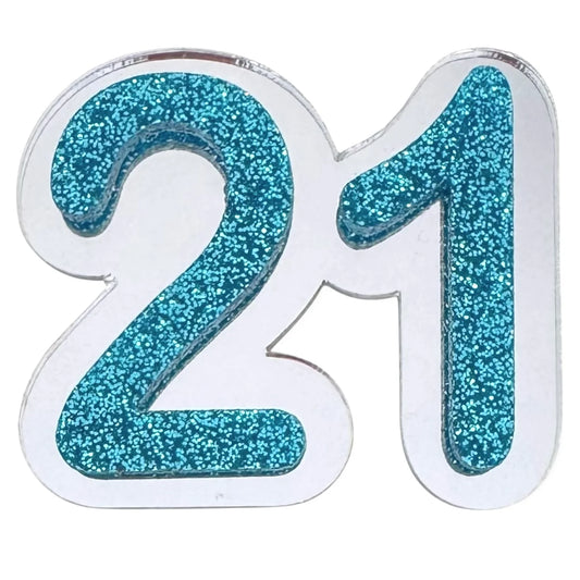 21 Birthday Brooch  (Silver / Aqua)