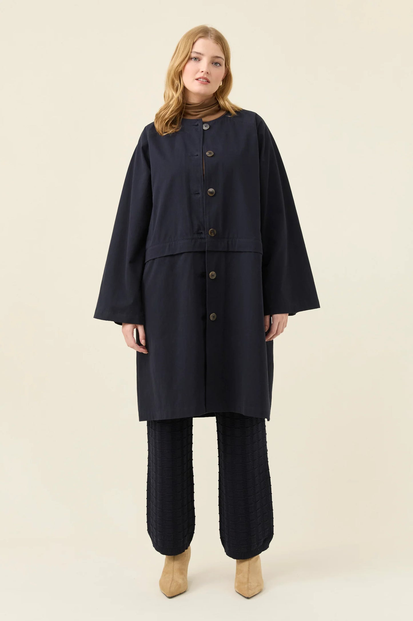 Farida Convertible Coat - Navy