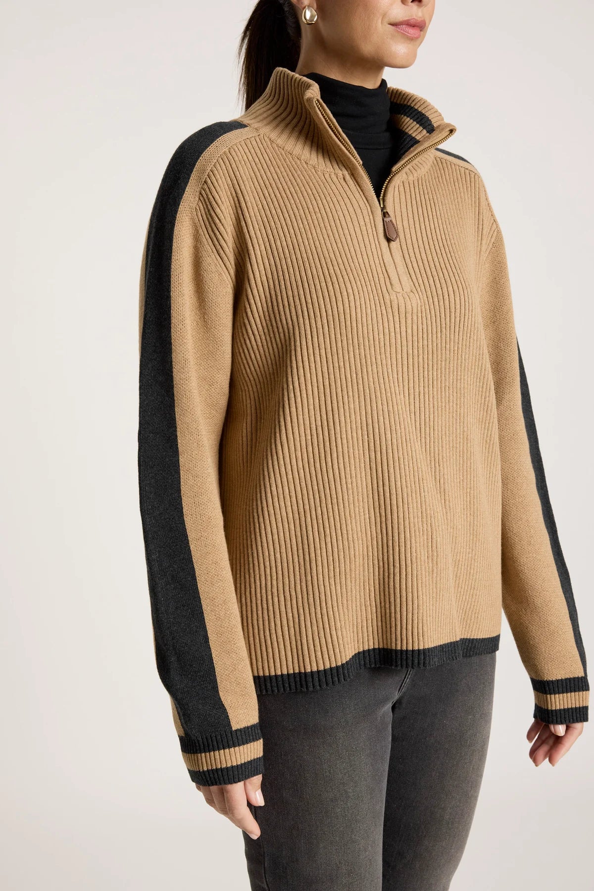 Liora Zip Jumper - Mocha/Char
