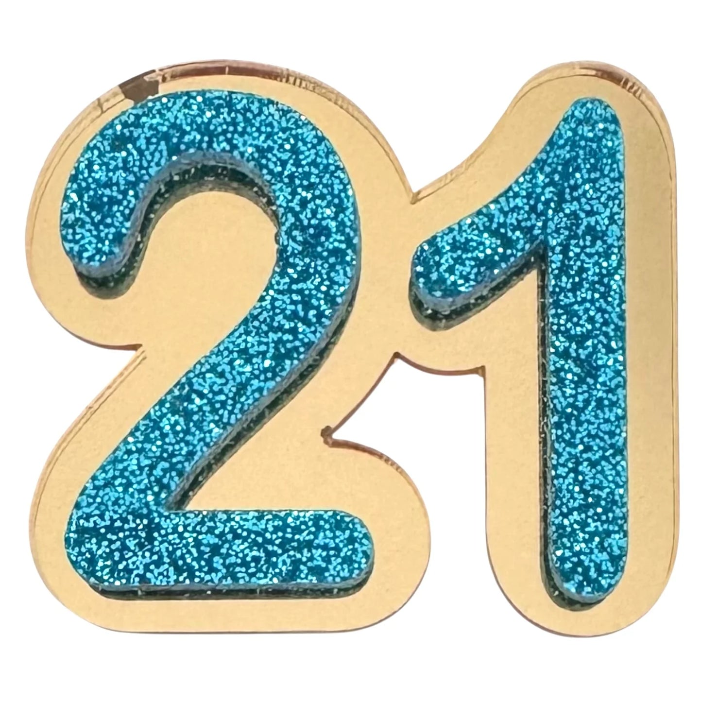 21 Birthday Brooch (Gold / Aqua)