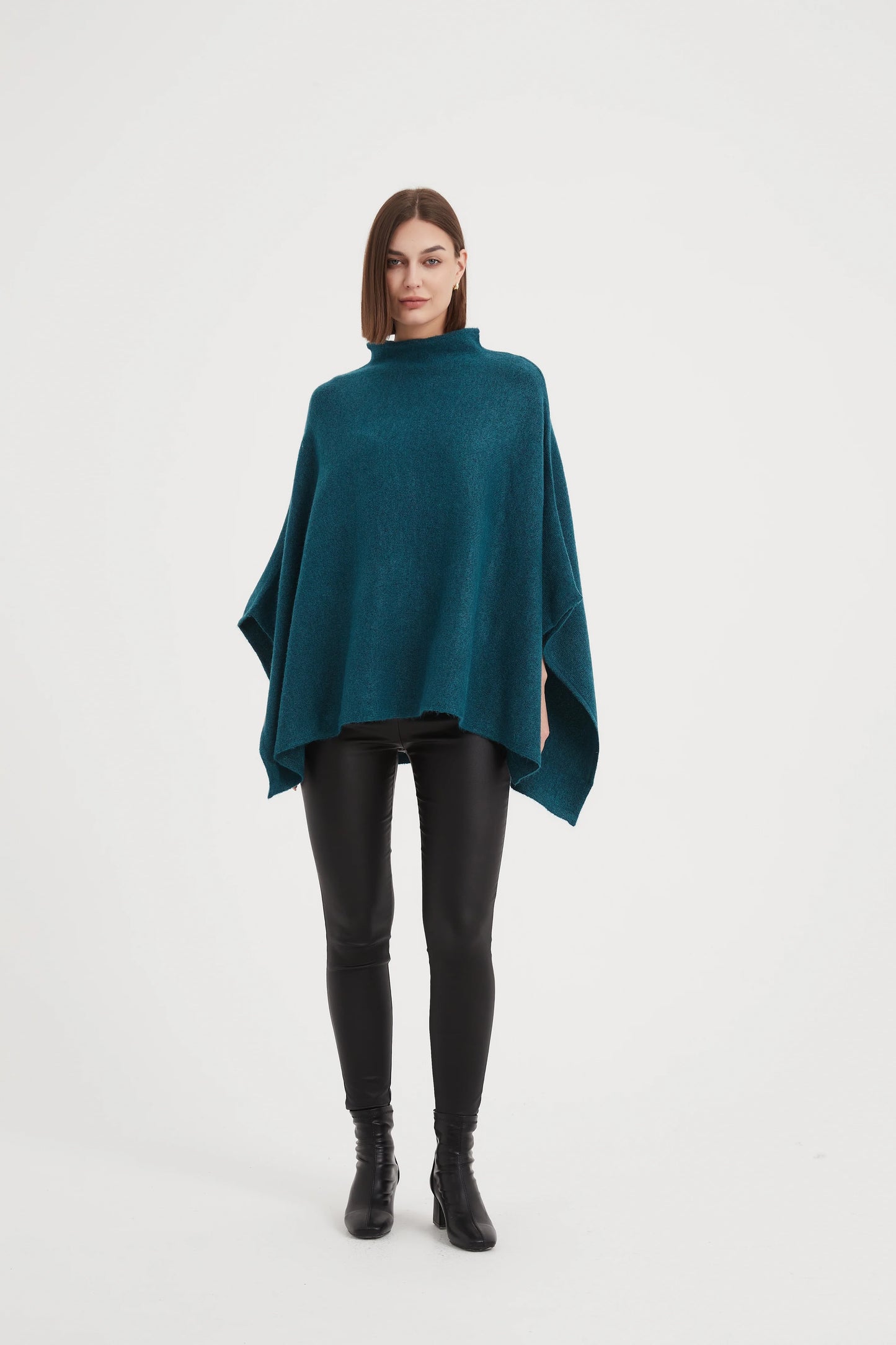 Funnel Neck Shawl Teal Blue (One Size)