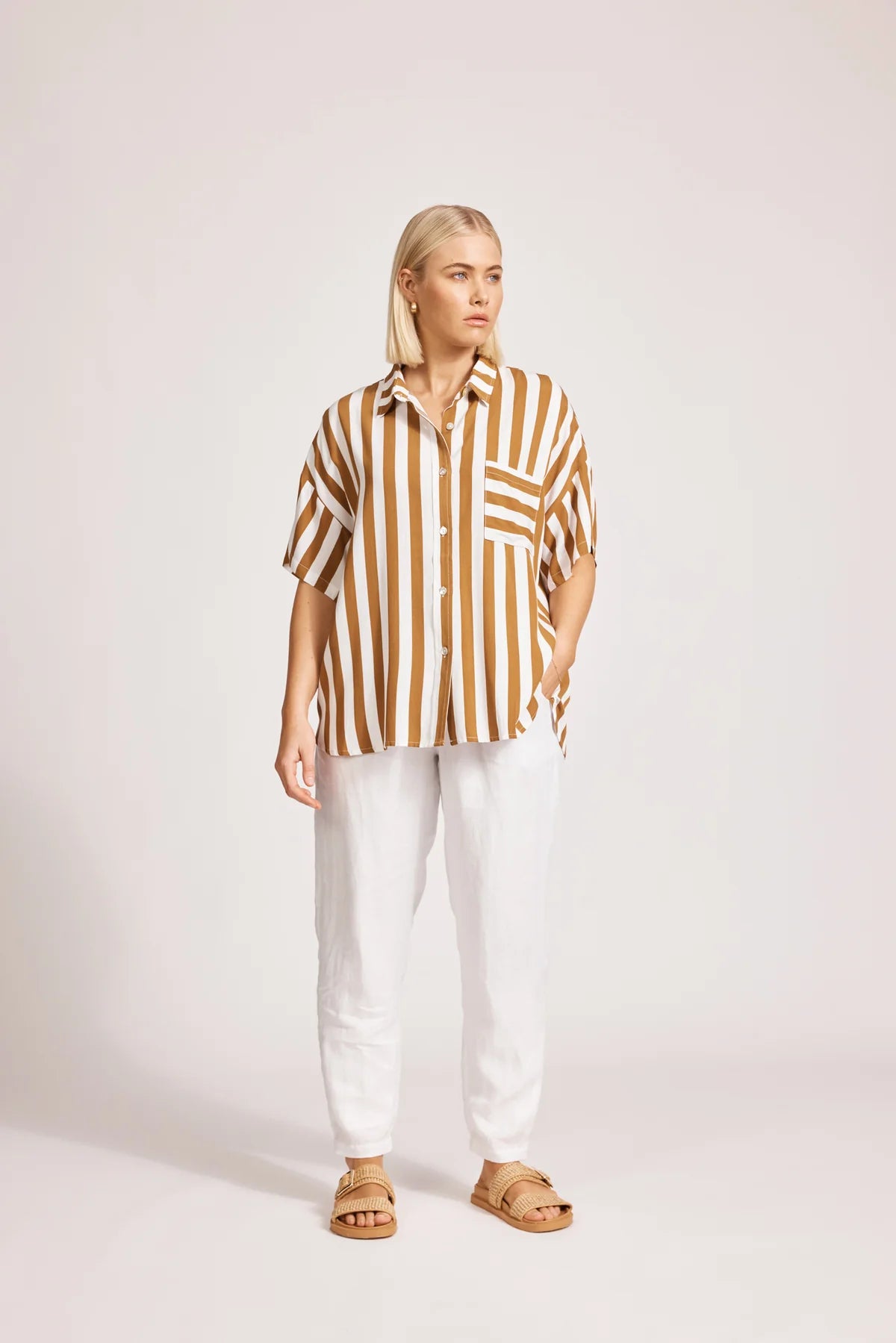 Treville  Stripe Shirt - Caramel