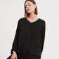 BISHOP LONG SLEEVE LINEN TOP BLACK