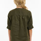 Bradley Linen Stitch Top - Khaki & White
