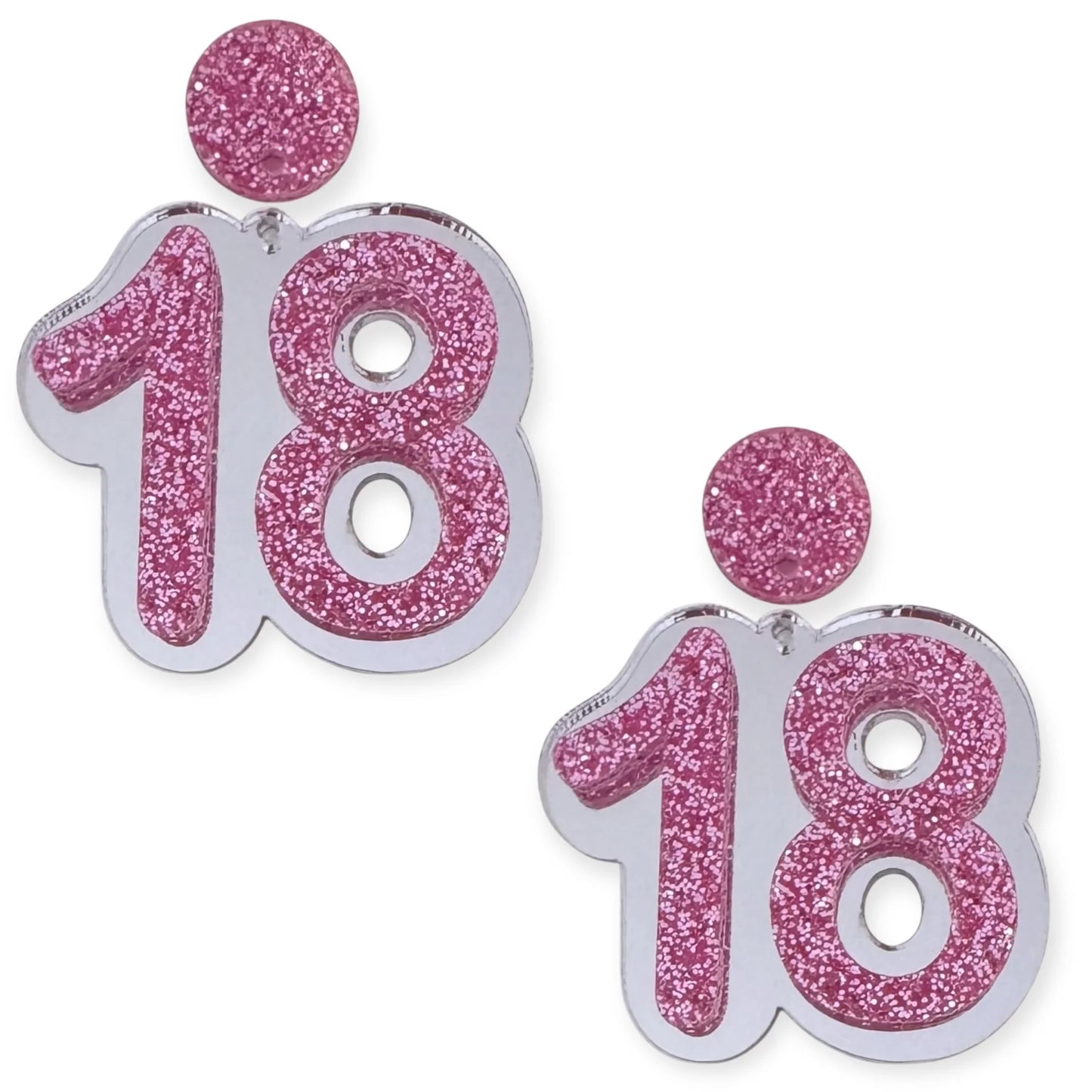 18 Birthday Earrings (Silver / Pink)