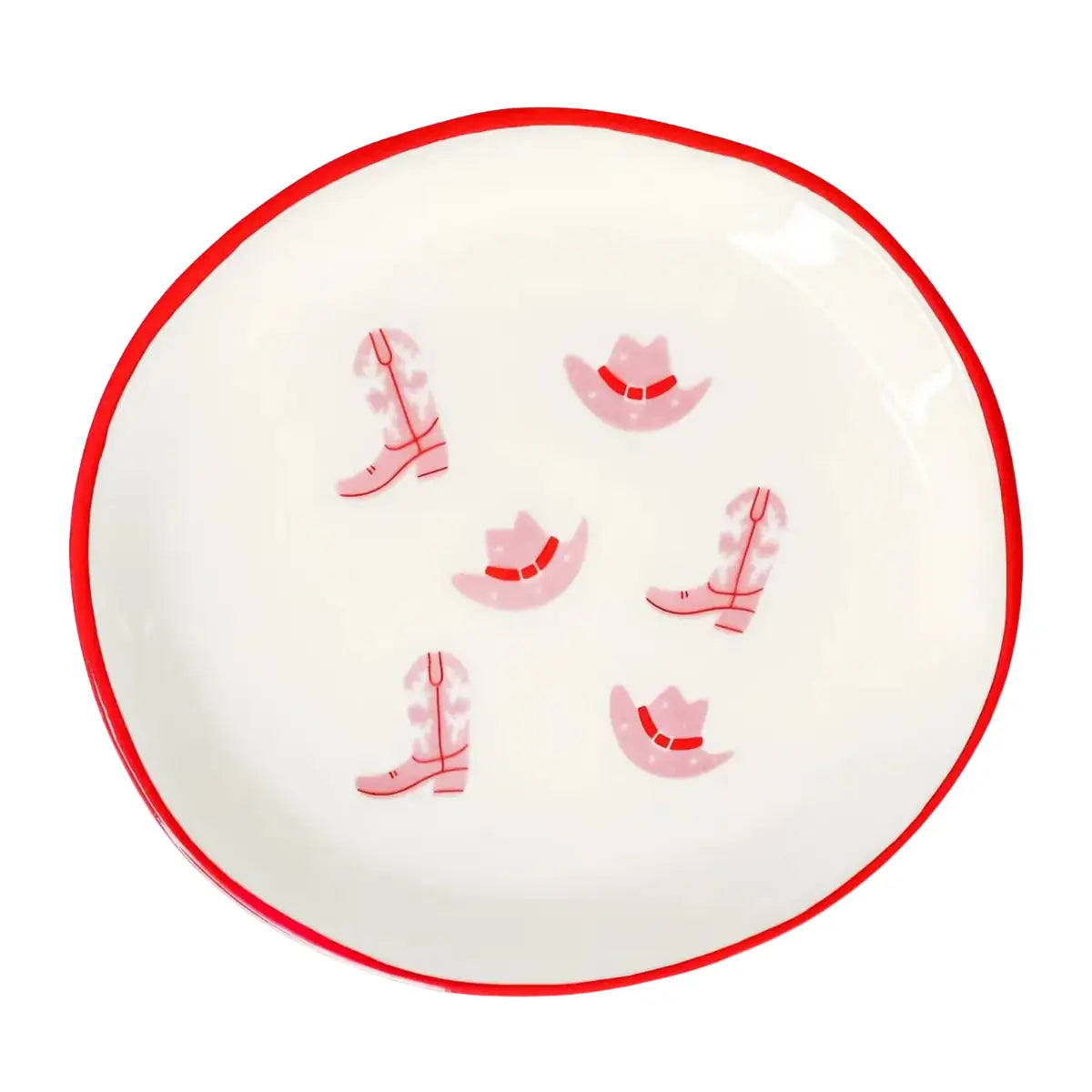 Round Trinket Tray Cowgirl Boot & Hat