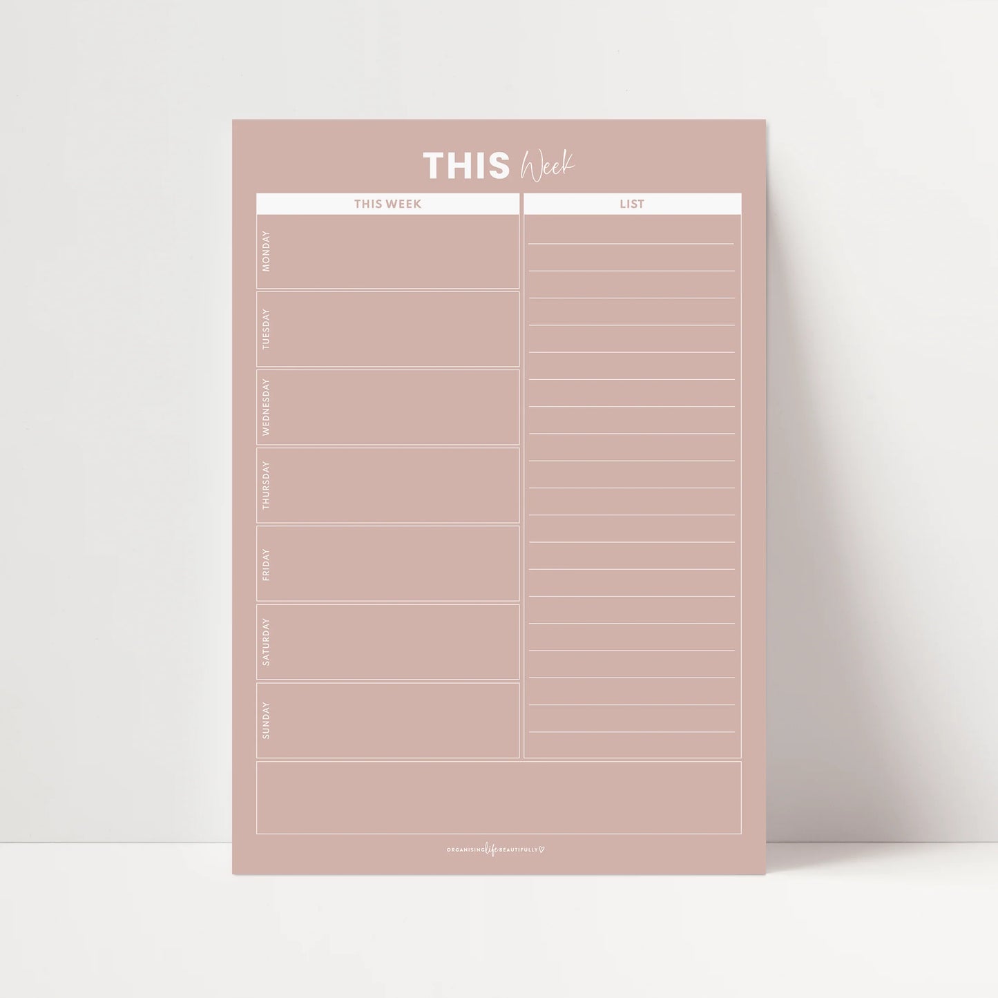 Weekly Magnet A4  Planner (with Headings) Blush