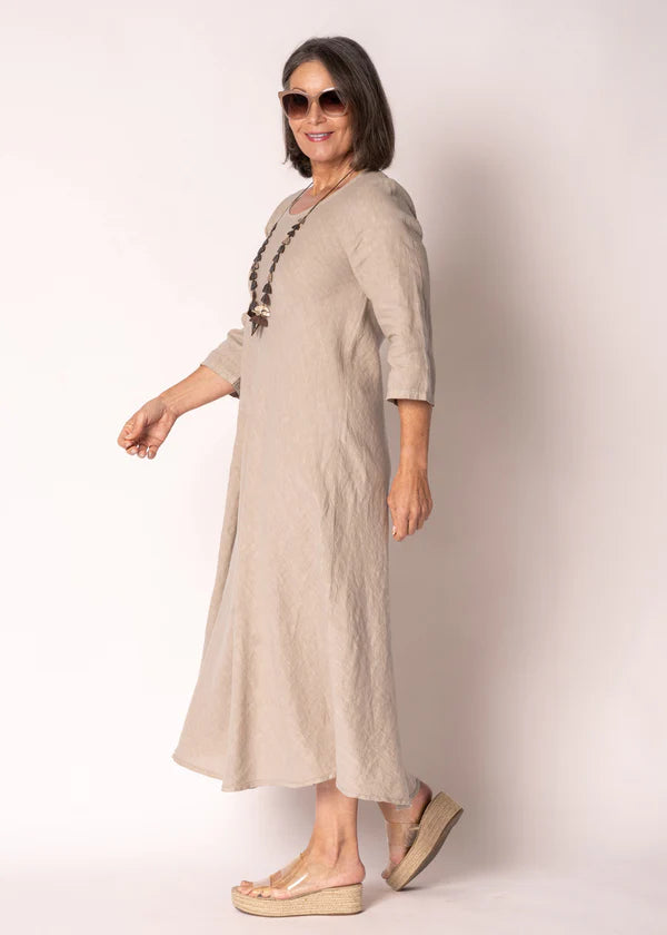 Brontie Linen Dress Latte