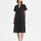 Shawl Collar Pleat Dress